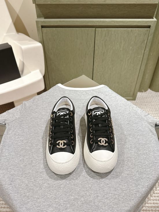 Chanel Contrast Color Platform Sneakers Thick Sole Casual Shoes