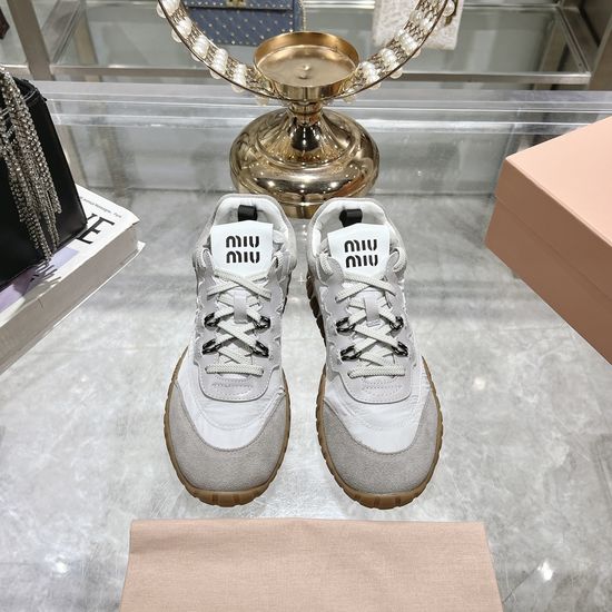 Miu Miu Bold Retro Thick-Soled Canvas Sneakers with Logo