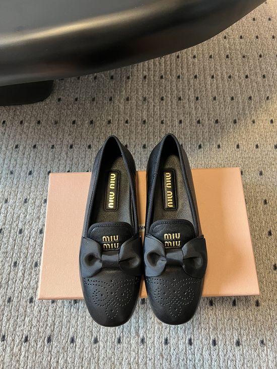 Miu Miu Bow Decor Velvet Loafer Mules Soft Sole
