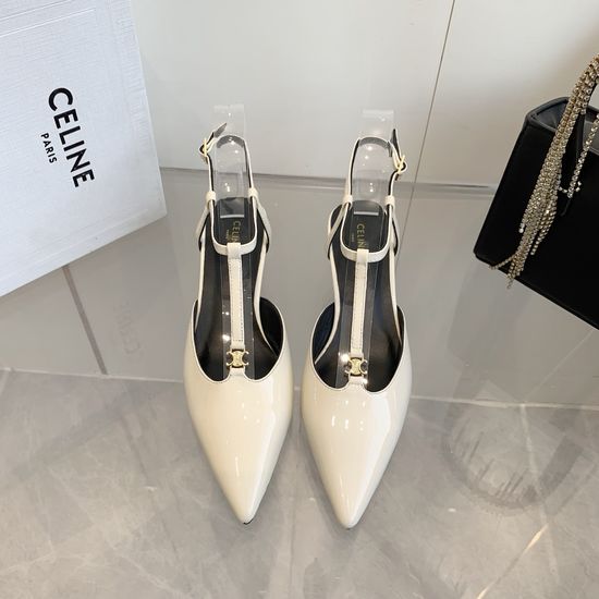 Celine Pointed Toe Kitten Heel Ankle Strap Sandals