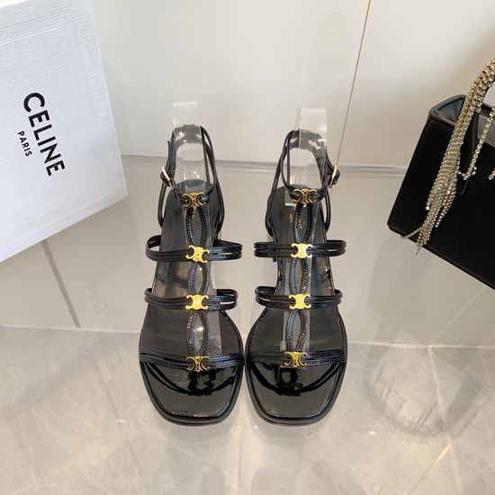 Celine Retro Leather Roman Sandals with Adjustable Buckles