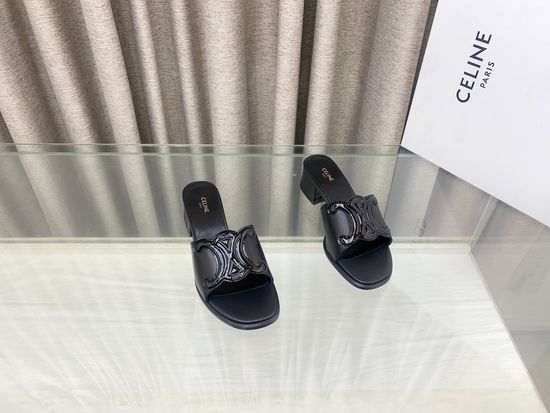 Celine Embossed Logo Closed Toe Slip On Mule Slides
