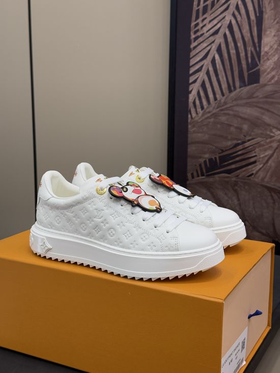 Louis Vuitton Classic Thick Sole Canvas Sneakers With Floral Accents