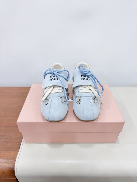 Miu Miu Lightweight Suede Stitched Comfortable Casual Sneakers