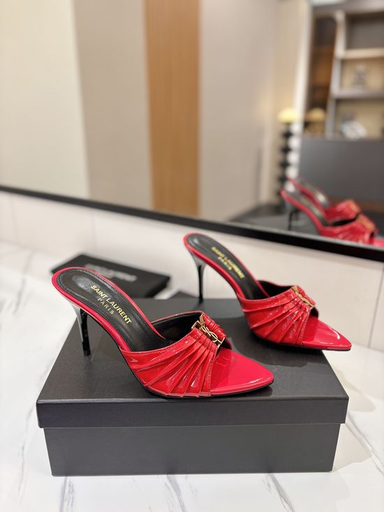 Yves Saint Laurent Shiny Rhinestone Pointed Toe Stiletto Heel Sandals