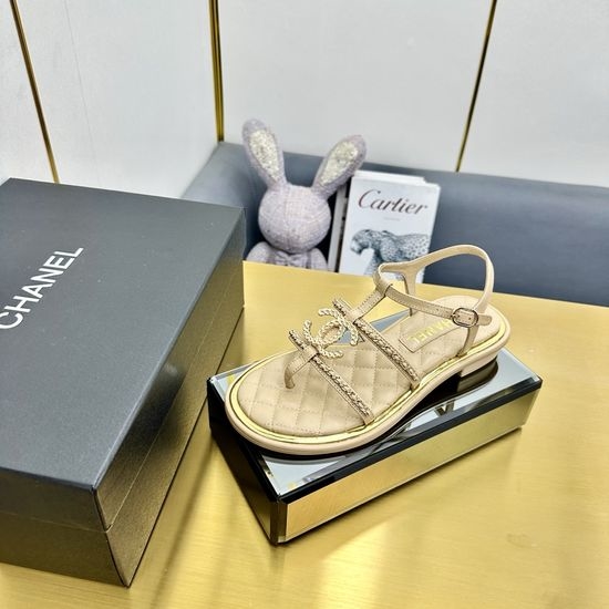 Chanel Elegant Thong Sandals with Premium Genuine Leather Upper