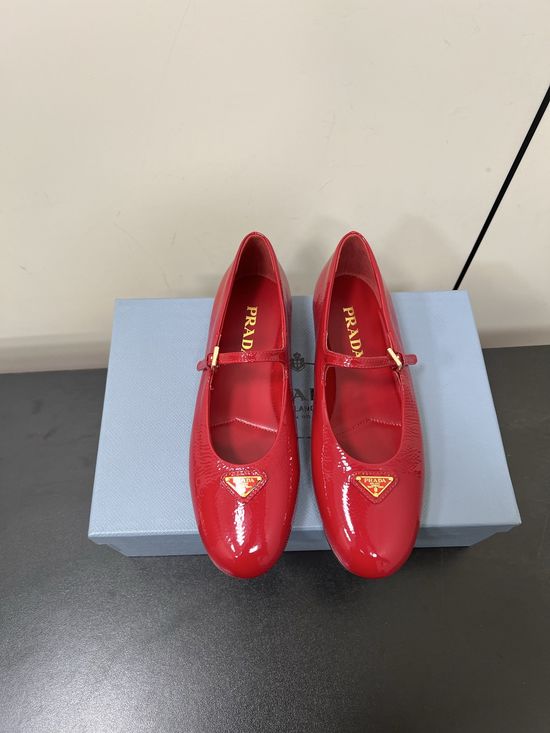 Prada Patent Leather Round Toe Mary Jane Flats