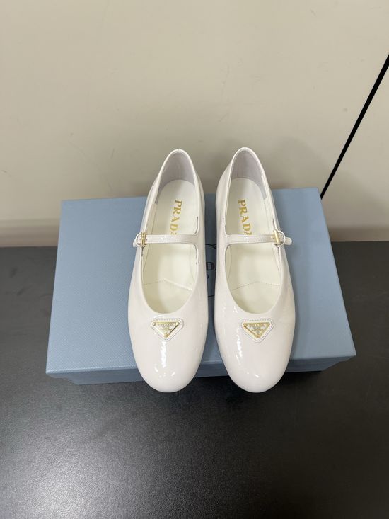 Prada Patent Leather Round Toe Mary Jane Flats