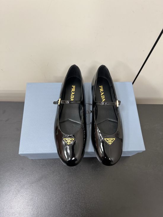 Prada Patent Leather Round Toe Mary Jane Flats