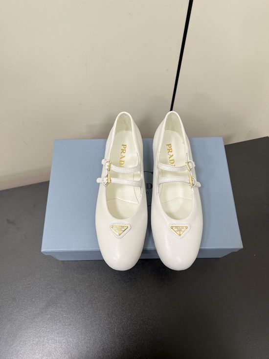 Prada Sheepskin Mary Jane Flats Comfortable Soft Dress Shoes