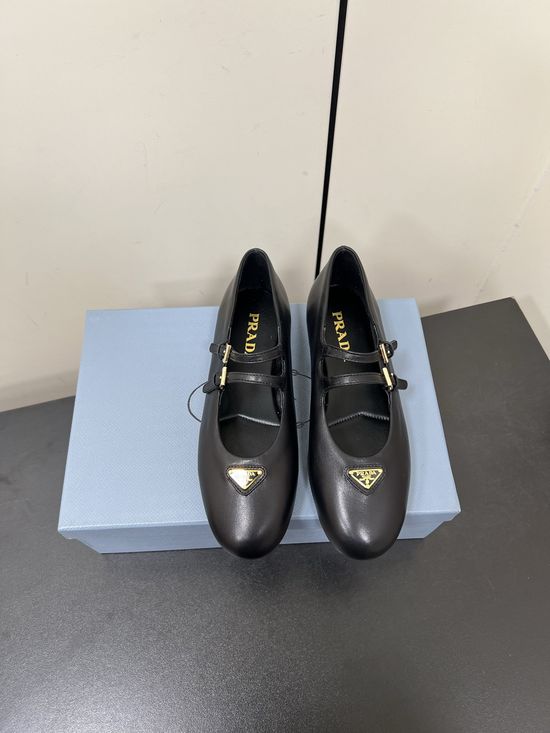 Prada Sheepskin Mary Jane Flats Comfortable Soft Dress Shoes