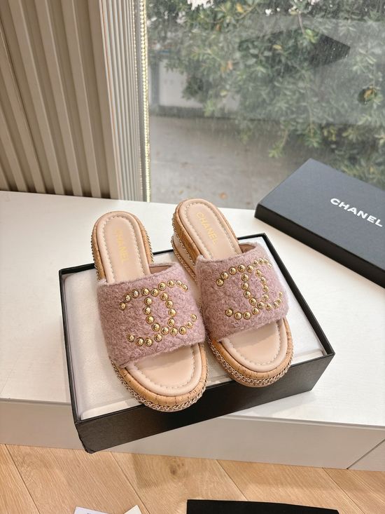 Chanel Casual Wedge Chain-detail Sandals Slippers