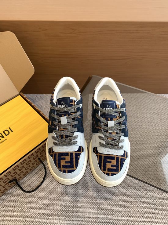 Fendi Premium Leather Patchwork Breathable Non-slip Casual Sneakers