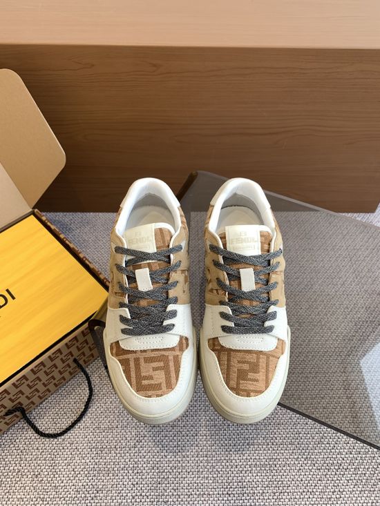 Fendi Premium Leather Patchwork Breathable Non-slip Casual Sneakers