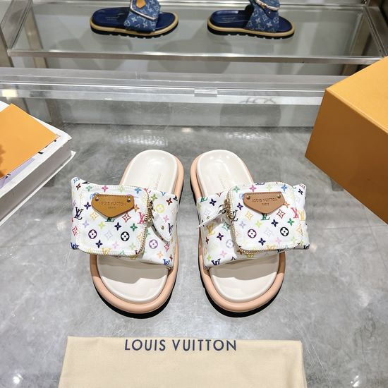 Louis Vuitton Comfortable Magic Tape Sandals with Zipper Pocket
