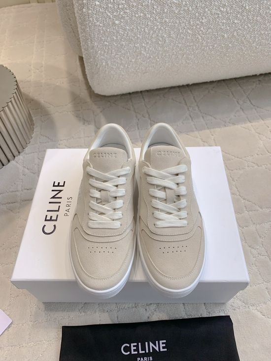 Celine Classic Color Matching Casual Leather Upper Sneakers