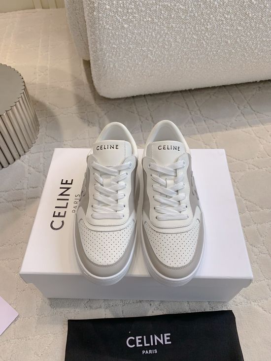 Celine Classic Color Matching Casual Leather Upper Sneakers