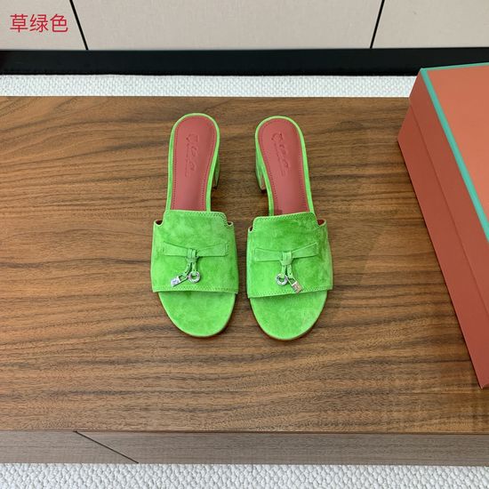 Loro Piana Suede Flat Slides With Decorative Charm Strap