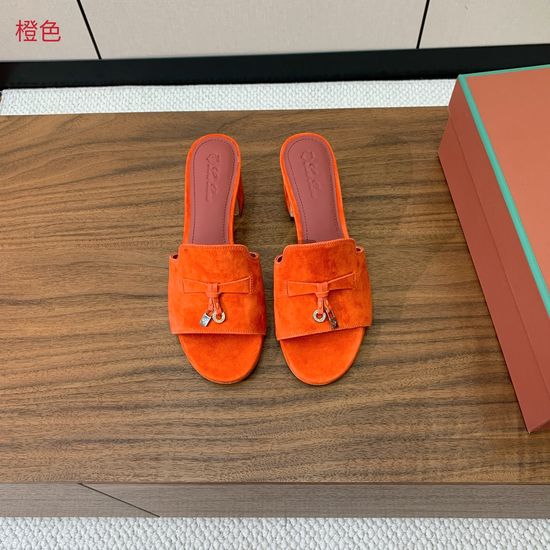 Loro Piana Suede Flat Slides With Decorative Charm Strap