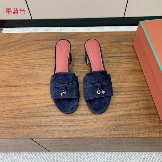 Loro Piana Suede Flat Slides With Decorative Charm Strap