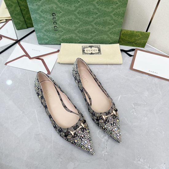 Gucci Rhinestone Flat Leather Comfort Casual Sandals