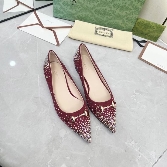 Gucci Rhinestone Flat Leather Comfort Casual Sandals