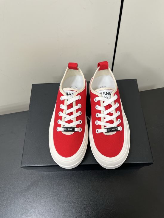 Chanel Color Block Canvas Low Top Sneakers With Rubber Sole