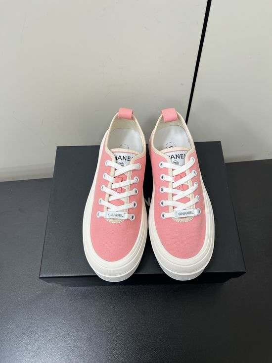Chanel Color Block Canvas Low Top Sneakers With Rubber Sole