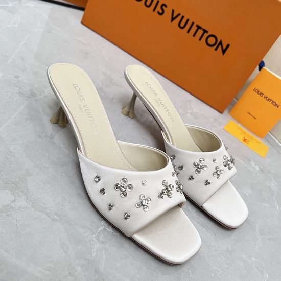 Louis Vuitton Silk Upper Slippers with Soft Sheepskin Lining