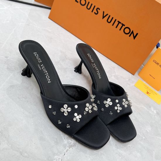 Louis Vuitton Silk Upper Slippers with Soft Sheepskin Lining