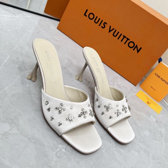 Louis Vuitton Silk Upper Slippers with Soft Sheepskin Lining