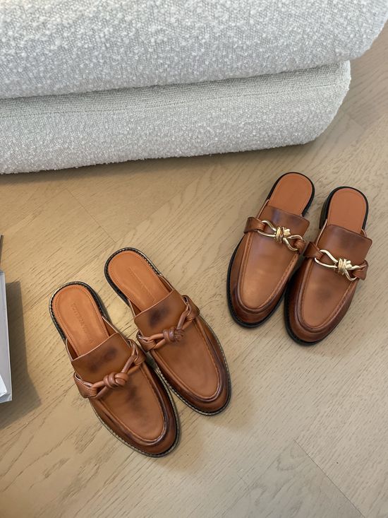 Bottega Veneta Knot Decor Leather Loafers with Premium Leather Sole