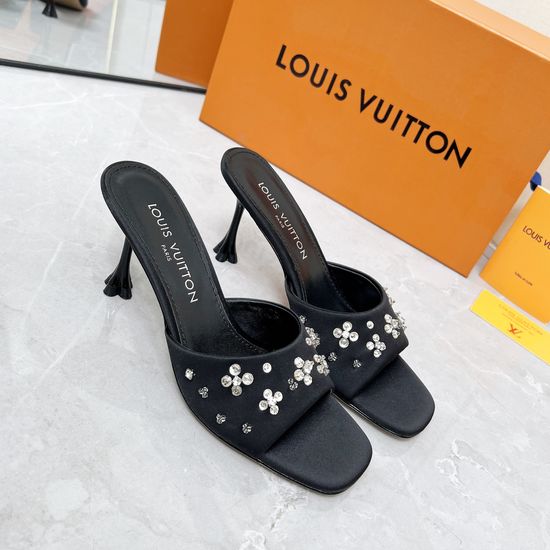 Louis Vuitton Silk Upper Slippers with Soft Sheepskin Lining