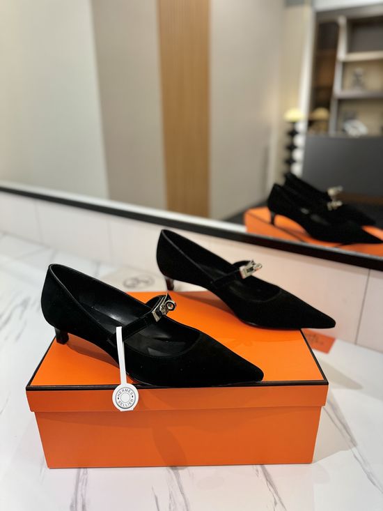 Hermes Premium Suede Low Heel Comfortable Dress Shoes