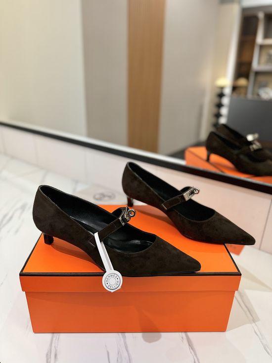Hermes Premium Suede Low Heel Comfortable Dress Shoes