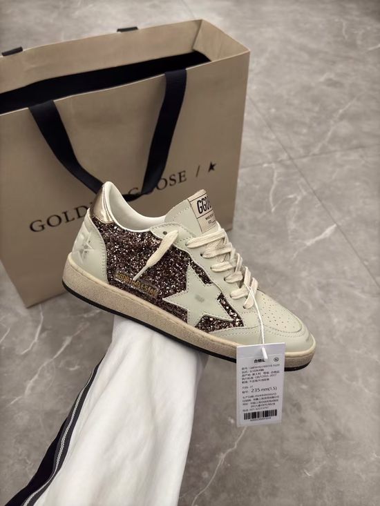 Golden Goose Caramel Plaid Gold Heel Distressed Casual Sneakers Durable