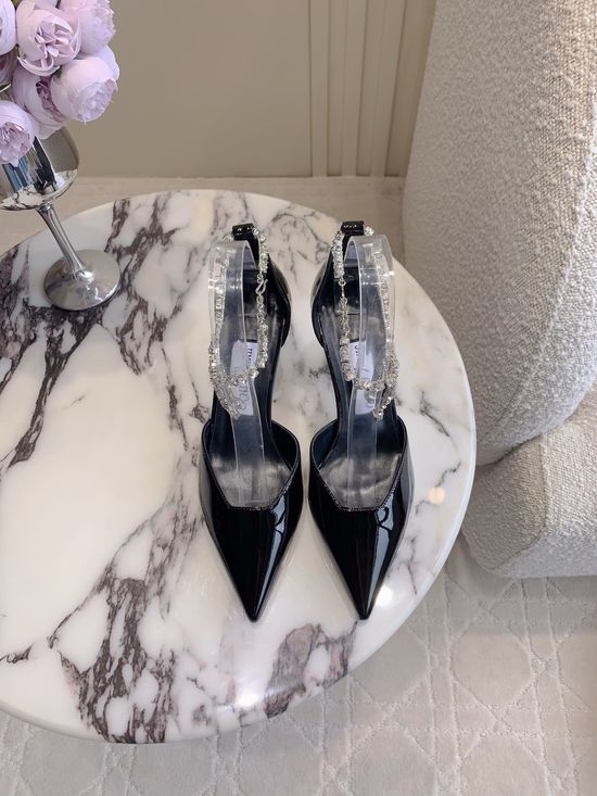 Jimmy Choo Patent Leather Pump with Crystal Chain Accent