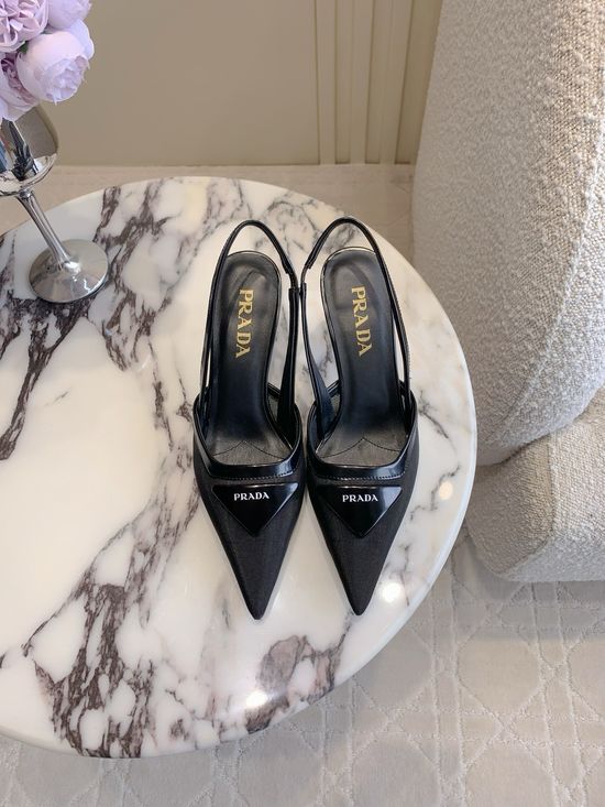Prada Pointed Toe Mesh Pump with Classic Emblem