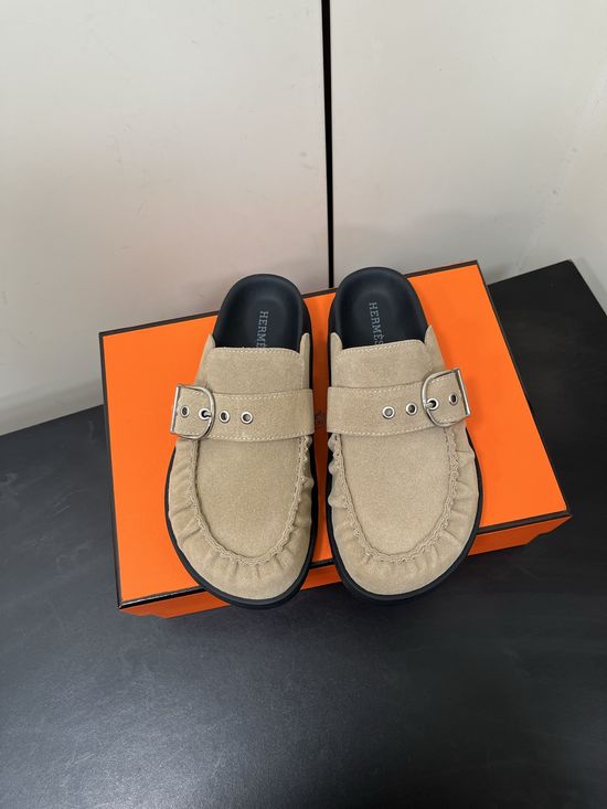 Hermes Cute Mule Half-Slipper with Colorful Socks Match