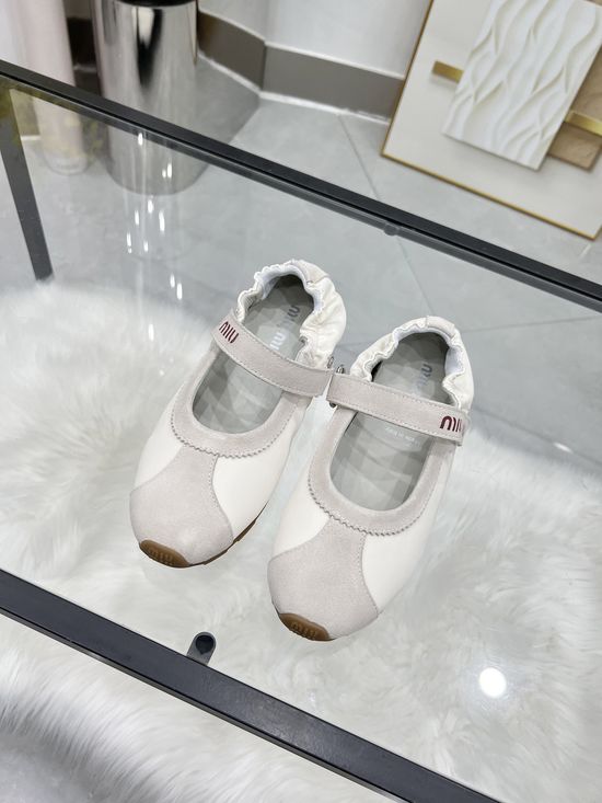 Miu Miu Velcro Mary Jane Flats Suede Upper Comfortable Daily Shoes