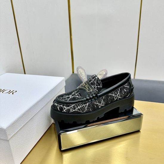 Christian Dior Premium Leather Loafers with Logo Emblem Comfortable Daily Footwear