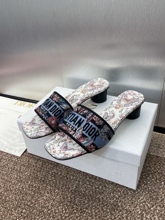 Christian Dior Embroidered Stiletto Heel Sandals with Transparent Straps