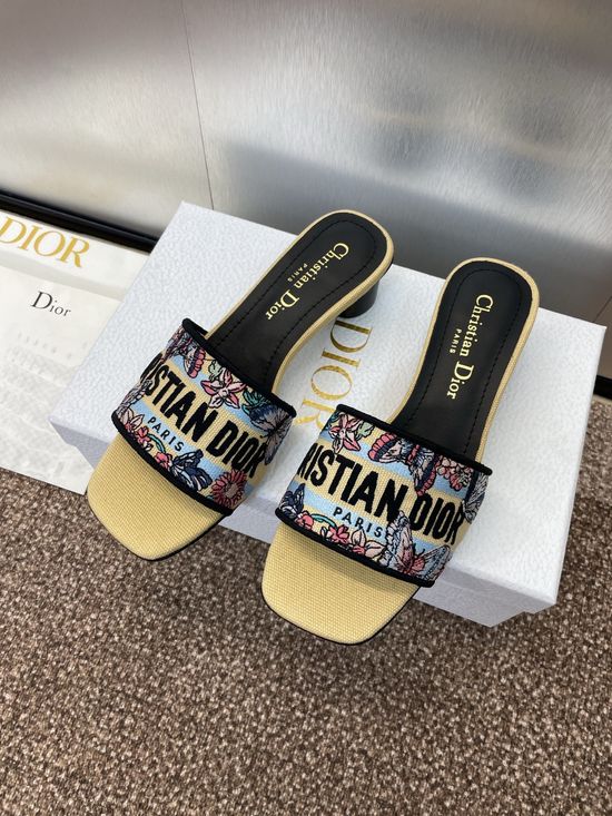 Christian Dior Embroidered Stiletto Heel Sandals with Transparent Straps