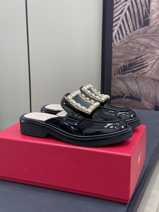 Roger Viver Crystal Decorated Mule Loafers with Lightweight Sole