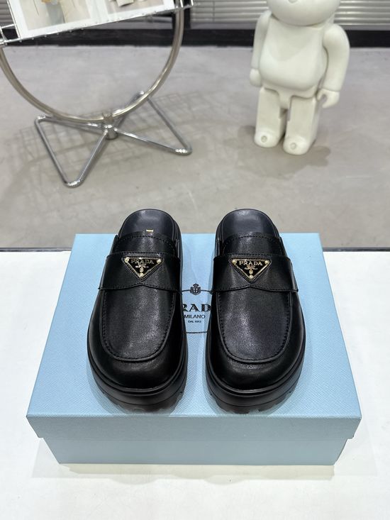 Prada Thick Sole Platform Slide Sandals Comfortable Casual Footwear