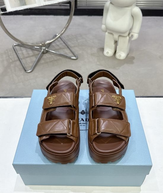 Prada Dual Buckle Thick Platform Slide Sandals Comfortable Daily Shoes