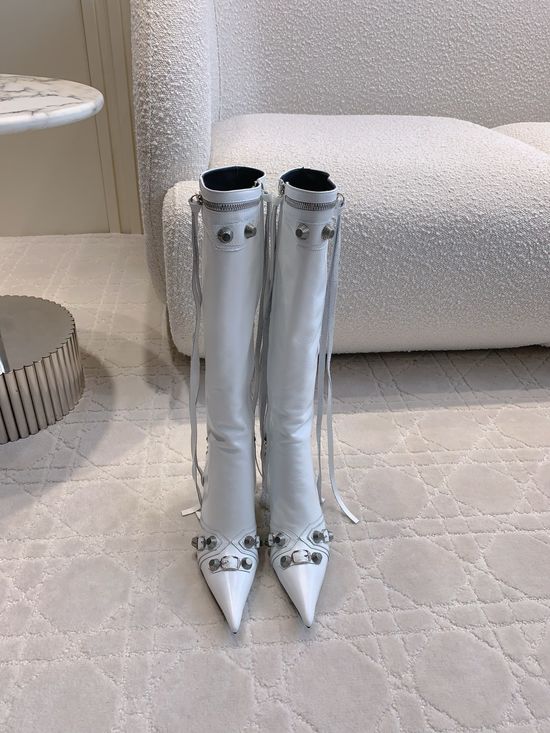 Balenciaga Fringed Rivet Ankle Boot Calf Leather Comfortable