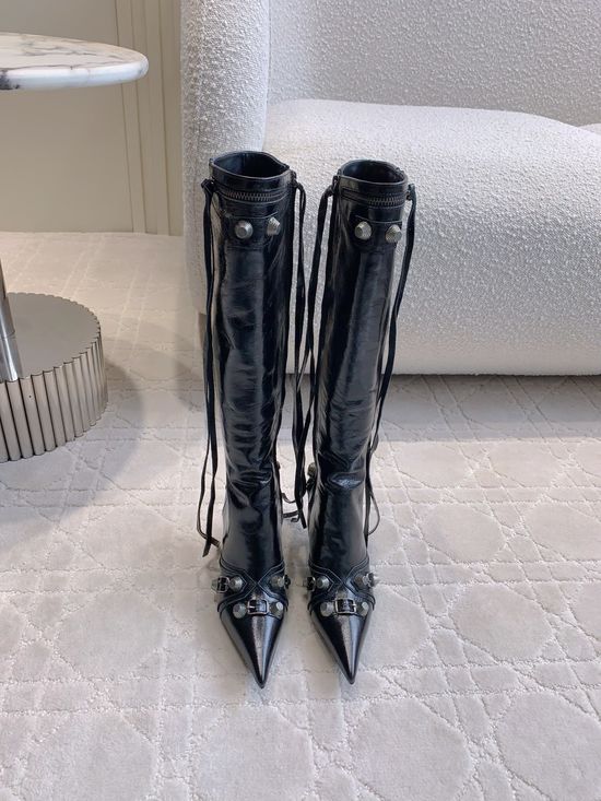 Balenciaga Fringed Rivet Ankle Boot Calf Leather Comfortable