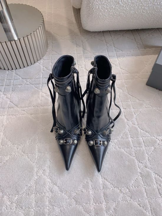 Balenciaga Fringed Rivet Ankle Boot Calf Leather Comfortable