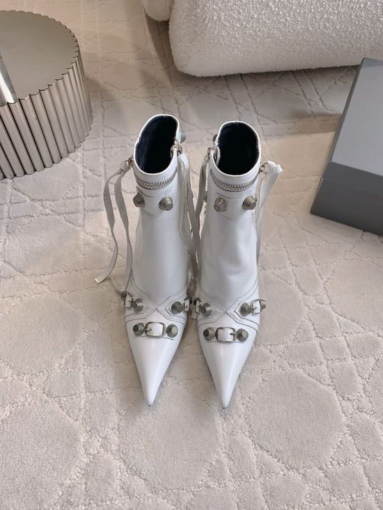Balenciaga Fringed Rivet Ankle Boot Calf Leather Comfortable